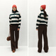 Semir sweatshirt women's winter half-zip stand collar puppy oversize striped fleece pullover layered 101724116003