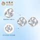 Lao Fengxiang PT950 platinum shiny four-leaf clover earrings for women, high-end earrings, Valentine's Day birthday gift for girlfriend and wife, platinum shiny four-leaf clover earrings, about 1.5g