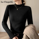 La Chapelle velvet half turtleneck cashmere bottoming shirt for women winter thickened silk thermal top with long sleeves inside white L