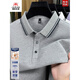 International Milan high-end brand 100% cotton lapel autumn long-sleeved T-shirt men's middle-aged dad wear business casual POLO. shirt 25613 gray XL recommended 130-155Jin Jin equals 0.5 kg