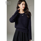 Late White Exclusive 2025 Autumn Fashionable Style Sweater Casual Cable Solid Color Pullover Sweater Women Royal Blue S