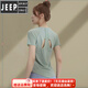 JEEP SPIRIT Jeep yoga clothing women's quick-drying summer sports casual tops short-sleeved t-shirt running Pilates training loose KJF237 bean green XL
