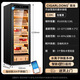 Shantou Lincun Qielong fingerprint lock cigar cabinet constant temperature and humidity cedar wood shelf water ion removal of ammonia alcohol WIFI cigar cabinet 138C light luxury black stainless steel door ammonia purification + WiFi + fingerprint lock + snow