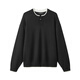 Gxg.jeans men's multi-color fake two-piece loose basic henley collar sweater for men 25 autumn new arrival black pre-sale after November 25th L (175)