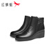 Red Dragonfly wedge heel mom boots 25 winter women's shoes cowhide plus velvet warm leather shoes for middle-aged and elderly women's short boots WJC45631 black 40