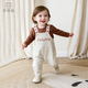Guiqi Xiong Autumn and Winter Baby Children's Outdoor Corduroy Warm Overalls for Male and Female Baby Pure Cotton One-piece Long Pants Gray Khaki 80