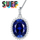 SUEF King Oval Tanzanite Sapphire Necklace Pendant Women's Pendant Clavicle Versatile Colored Stone Does Not Fade White Gold (Main Stone 8x10mm) with Chain 0 Carat
