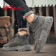Double Star 2026 New Men's Shoes Martin Boots Outdoor Casual Thick-Soled Non-Slip Wear-Resistant Work Boots Work Shoes Gray Single Layer 40