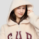 Gap Men's and Women's 2025 Autumn New Contrast Color Logo Loose Hug Velvet Hoodie Sweater Top 786514 Beige S (165/88A) Asian Size
