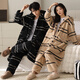 Fuxinkang Couple Pajamas Autumn and Winter Coral Velvet Thickened and Long Warm Men and Women Pajamas Flannel Bathrobes Home Clothes MJX-61065 2XL - Female Height 170-175 - Weight 140-160