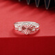 Shantou Lincun S990 solid silver ring, flower ring, heart-shaped women's model, national trend, ancient silver, gift to girlfriend, mother, silver ring, love light ring, opening adjustable