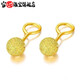 Zhouke Lao Phoenix Pure Gold 999 Pure Silver Earrings Gold Beads 3D Hard Gold Silver-coated Glossy Round Beads Earrings Curved Hook Qixi Gold-coated Silver Glossy Small Ear Hooks Same Style 2.2g Collect Free Certificate + Receipt + Gift Box