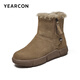 Yierkan women's shoes winter thickened velvet warm snow boots soft surface soft sole casual cotton shoes for women 26328W Brown 37