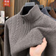 鹿王（KING DEER）鄂尔多斯市山羊绒衫男士高端半拉链高领毛衣提花加厚保暖羊绒毛衣 浅咖 2XL 125/185