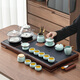Tangfeng tea set with tea tray, household high-end automatic tea table kettle, integrated tea maker, full set of teapots and cups, Tengshan tea tray + Liming water boiler + Tianqing Xishi pot 14 heads + Tianyuan (impulse model)