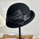 Woodpecker (TUCANO) Elegant Curly Wool Basin Hat Women's Autumn and Winter New Satin Bow Fashion Versatile Wool Fisherman Hat Burgundy M(56-58cm)