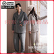 Six rabbitt couple new Chinese style pajamas for women in autumn and winter three-layer thickened quilted jacket men's coral velvet home wear set 64512 Elegant Gray-Female (M-2XL) XL 3 layers