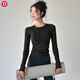 LU LU MOSTlulu Lulu matching sports top for women spring and summer slim round neck quick-drying running Pilates training fitness wear long CX-516 light gray M