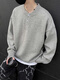 Semir Gray American Henley Neck Sweater Men's Early Autumn Premium Lazy Style Bottoming Sweater Cleanfit Inside Black Upgraded Model 3XL (Recommended 160-180Jin Jin equals 0.5kg f
