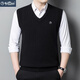 Goldlion Pure Cashmere Men's Thick Vest Autumn and Winter Sleeveless Vest Knitted V-Neck Wool Sweater (V-Neck Vest) Black L 170