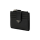 PRADA metal triangle logo calfskin card holder regular men's black gift bag (basic + original handbag)