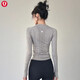 LU LU MOSTlulu Lulu matching sports top for women spring and summer slim round neck quick-drying running Pilates training fitness wear long CX-516 light gray M