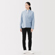MUJI Women's Cotton Washed Oxford Button Collar Long Sleeve Shirt Women's Shirt Jacket Top 25 Winter Women's Saxon Blue S (155/80A)
