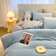 Antarctic quilt core + milk velvet four-piece set + pillow core Winter dormitory bedding and quilt complete set six-eight-piece set Baby blue + light gray 1.8m bed sheet seven-piece set = four-piece set + 6 Jin Jin equals 0.5 kg Quilt + pillow core 2 pieces