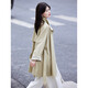 Awakening Paradise Autumn Fashion Mid-Length British Korean Style Loose Temperament Coat Jacket Windbreaker Women Khaki S