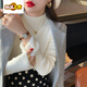 
Early diameter plus fleece sweater for women in autumn and winter thickened half turtleneck bottoming shirt 2025 new warm knitted top black S 80-95