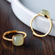 Lao Fengxiang small sugar cube ancient gold deep Hetian jade couple ring women's ring birthday gift girls silver jewelry small sugar cube ring ancient gold deep Hetian jade + certificate + brand gift box
