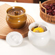 Baijie stew pot with spoon, small earthenware pot, ceramic bowl, lard pot, water-proof bird's nest steaming soup pot, steamed egg bowl with lid, white 400ml