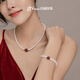 Jingrun Pearl Necklace Estee 925 Silver Freshwater Pearl Necklace 7-8mm Nearly Round Full Bead Chain Birthday Gift 6.3-7.3mm 45+3cm Red Agate