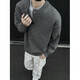 Main style (ZHUYIFAN) gray American Henley collar knitted sweater for men with long sleeves, lazy style, cleanfit inner base sweater jacket, dark gray 5XL (recommended 195-210Jin Jin is equal to 0.5kg)