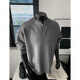 QGF Henry collar gray cleanfit sweater men's autumn lazy style polo sweater American sweatshirt jacket light gray XL recommended 110-130Jin Jin equals 0.5 kg