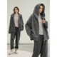 COCOBELLA pre-sale temperament gray imitation cashmere knitted jacket 2025 new casual hooded top SC3236 floral gray S