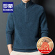 ROMON 100% sheep wool sweater men's half-zip stand-up collar sweater autumn and winter business casual middle-aged warm base sweater H-B03-10917 camel yellow M size 165/85A