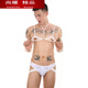 MieLanat Men's Underwear Set Lace Hollow Underwear Halter Neck Bra Mini Vest Thong Couple Love White Bra + Panties S