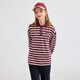 Hush Puppies children's clothing for children, men and women, autumn new versatile casual striped long-sleeved POLO shirt, Bordeaux red 170 cm