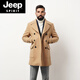 JEEP SPIRIT autumn and winter thickened wool coat men's double row casual navy short peacoat heavy woolen coat trendy dark blue L 135Jin Jin is equal to about 0.5 kg