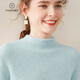 Pash autumn and winter curled half turtleneck thickened solid color cashmere sweater for women 35% cashmere simple base sweater SH-352 high-grade gray L