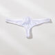 Men's mesh underwear transparent striped thong low-waist sexy thin bag underwear men's youth T-pants white M