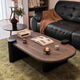 Qingziyou mid-century style minimalist coffee table living room home small apartment high-end 2026 new oval high-end tea table combination 130CM mid-century style coffee table + side table