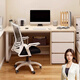 Jifei computer desk desktop home office desk modern simple desk with drawer desk and chair combination bedroom student study table 120CM three pumps warm white