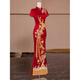 ROAR UTHAUG embroidered cheongsam embroidered and wedding dress 2025 bridal wedding dress Chinese wedding dress walk out of the pavilion toast dress engagement dress red cheongsam with free earrings S