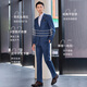 Langdeng Men's Suit Business Suit Autumn Fashionable Iron-Free Groom Blue Suit Jacket Men Dark Blue Two-piece Set Top + Pants Pants Size 28-36 52 A_Contact customer service to purchase pants size