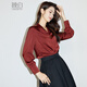Late White Exclusive 2025 Autumn Fashionable and Western Style Top Chinese Red Long Sleeve Shirt Women's Shirt Dark Red M