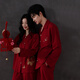Xihong Couple Pajamas Spring and Autumn Pure Cotton Red Newlywed Wedding Set Large Size Couple's New Year's Eve Celebration 2215-2216 Gift Box Packaging 3XL Men's 170-200Jin Jin is equal to 0.5 kg