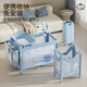 Trimigo crib multi-functional mobile splicing newborn bed with changing table fence bed essential artifact baby rocking bed Nhayu Sky Blue Free installation + one-button opening and closing + multi-function changing table + mosquito net + mattress + storage basket + bed bell