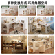 Zhongtao corner dressing table, cream style retractable desk and bookshelf, integrated small apartment dressing table, double home computer table, high-looking recommended model, 26mm thickened quality plate, 100 tables + 100 cabinets, warm white
